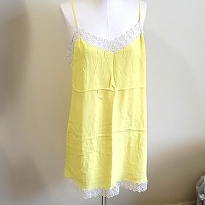 Yellow Lace Silk Slip